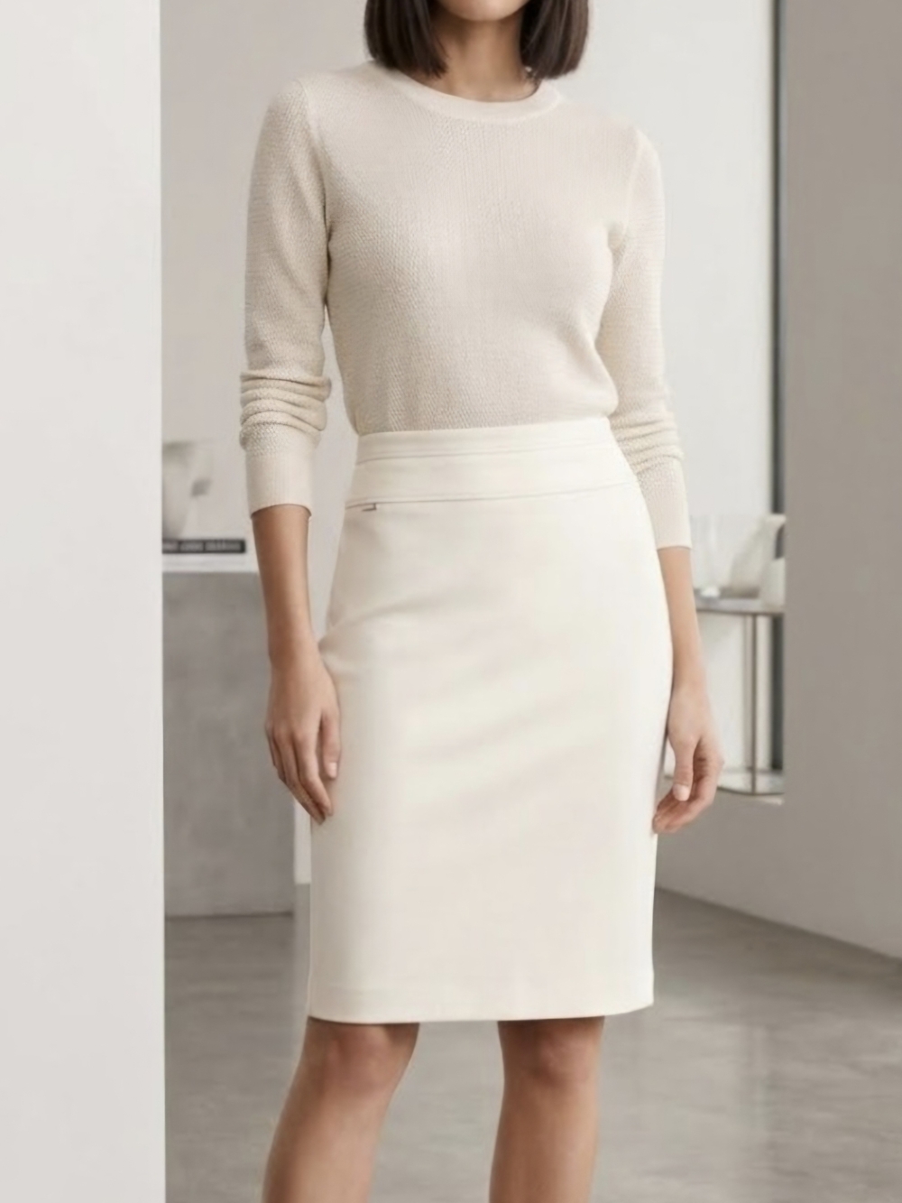 LNWOT White House Black Market "Perfect Form" Pencil Skirt โ Winter White Sz 6